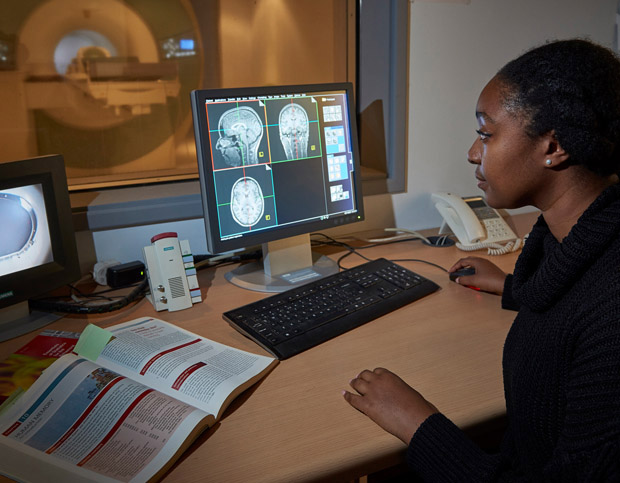 Royal Holloway- student on computer